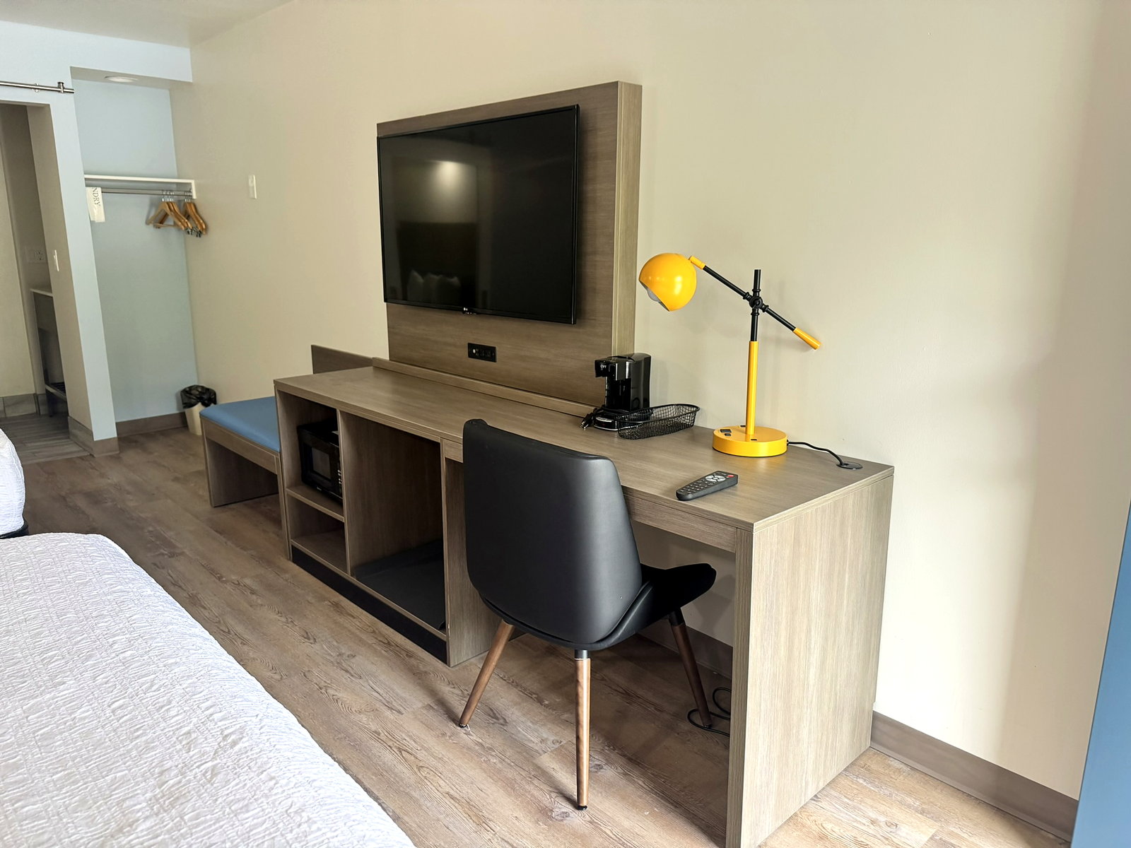 Desk and TV area